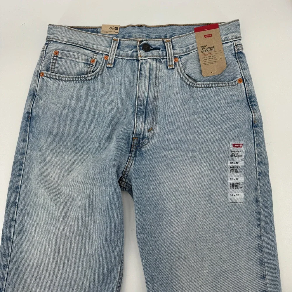 Levi's 565 '97 Loose Straight Mens 32x32 Light Wash Blue Denim Jeans Baggy NEW